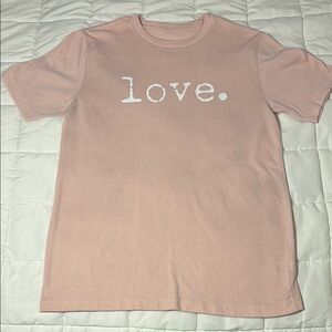 George Pink Tee with Love Print Short Sleeve